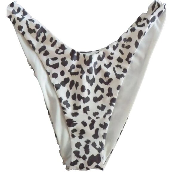 Aerie High Waisted Cheeky Animal Print Swim Bikini Bottoms Sz Small Womens White - Picture 1 of 5